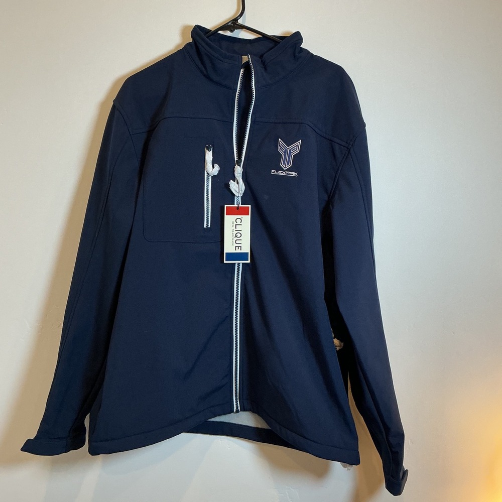Clique‎ Flexpak Softshell Jacket Mens Large Navy Blue NEW MQO00055 Full Zip